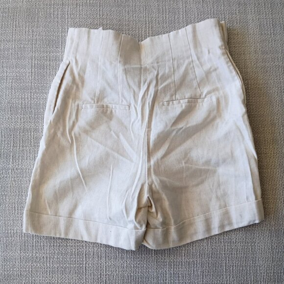 Express High Rise Bermuda Shorts 00 – Button Front Linen Blend Neutral Beige - Picture 2 of 6